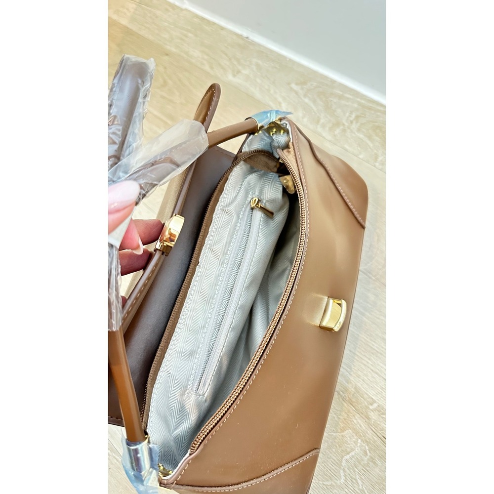 Baguette Shoulder Bag Minimalist Womens Small Brown Vegan Leather Retro Classic - Picture 8 of 10